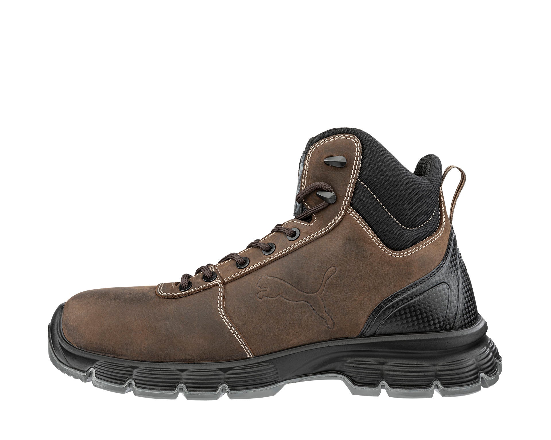 PUMA SAFETY CONDOR BROWN MID safety shoes ASTM SD SR brown left #color_brown