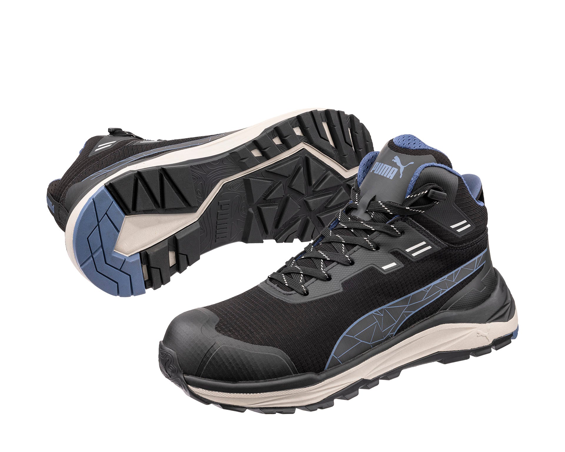PUMA SAFETY XPLORE WNS MID Safety shoes ASTM EH SRO black/grey/blue Pair view