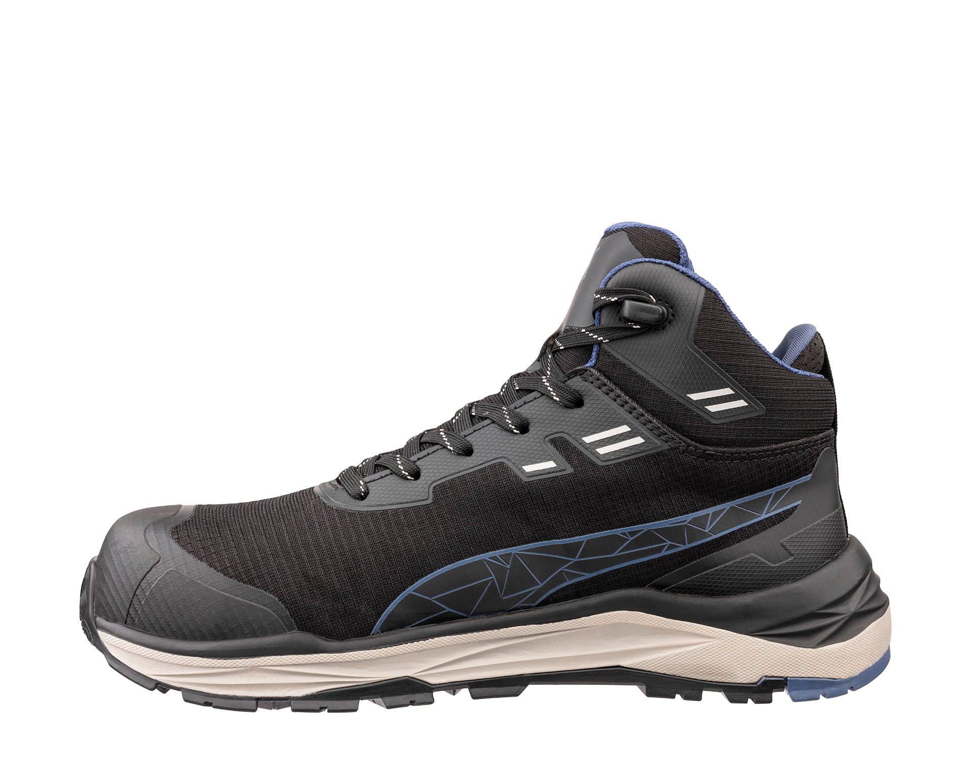 PUMA SAFETY XPLORE WNS MID Safety shoes ASTM EH SRO black/grey/blue left