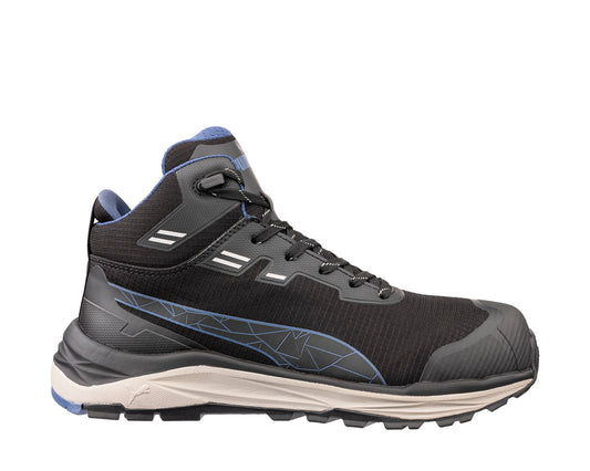 PUMA SAFETY XPLORE WNS MID Safety shoes ASTM EH SRO black/grey/blue right